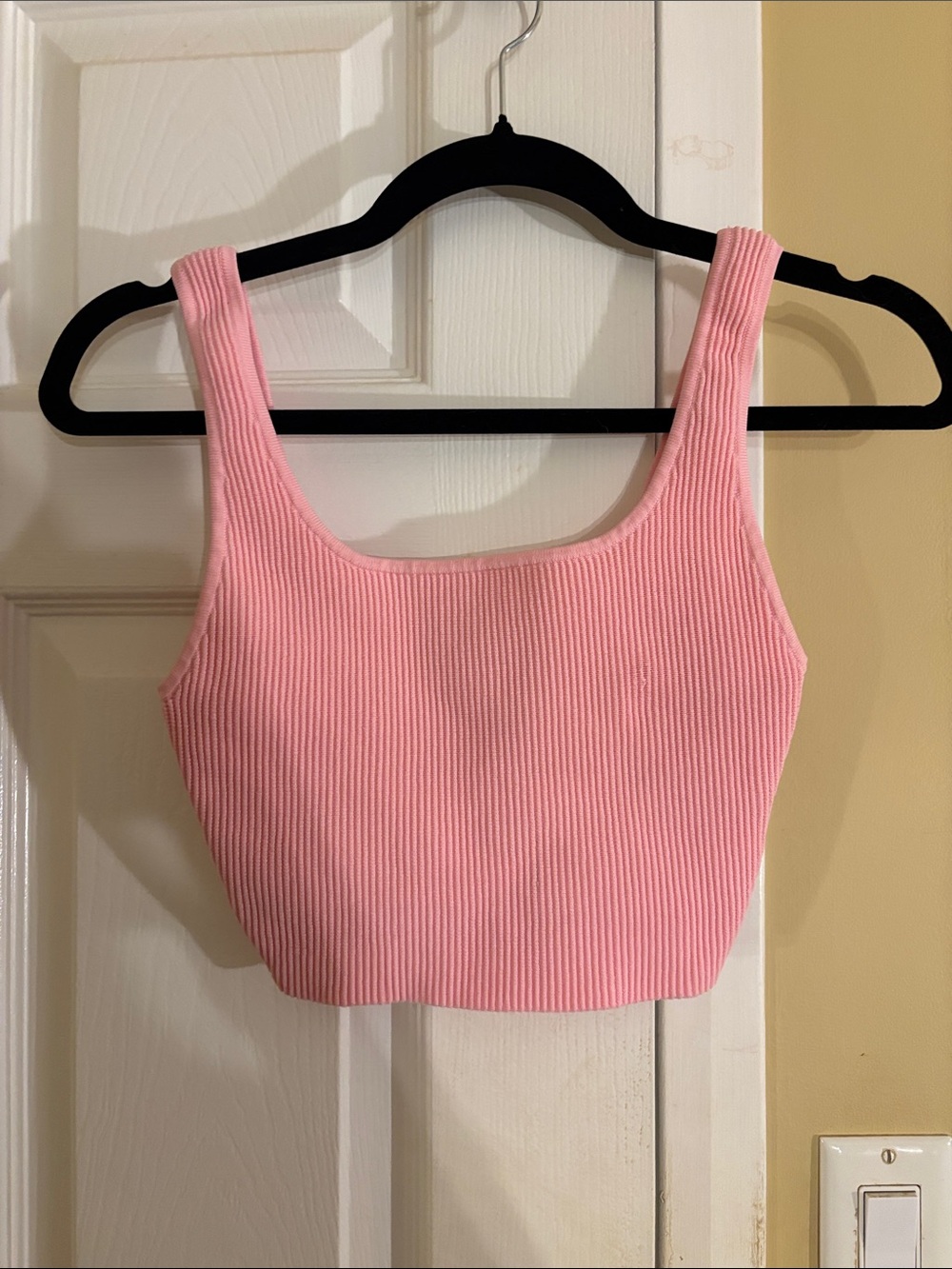 Babaton Pink Ribbed Square-Neck Tank